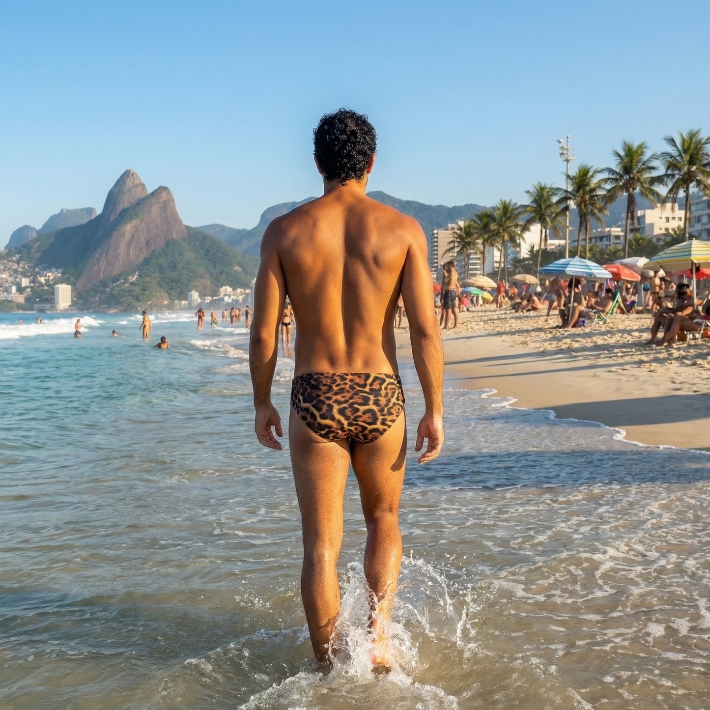 Leopard Print Swim Trunks