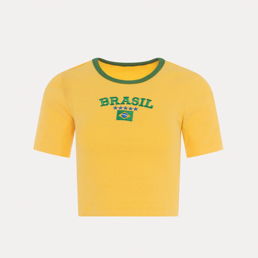 Verde Amarelo Brazil Crop Top