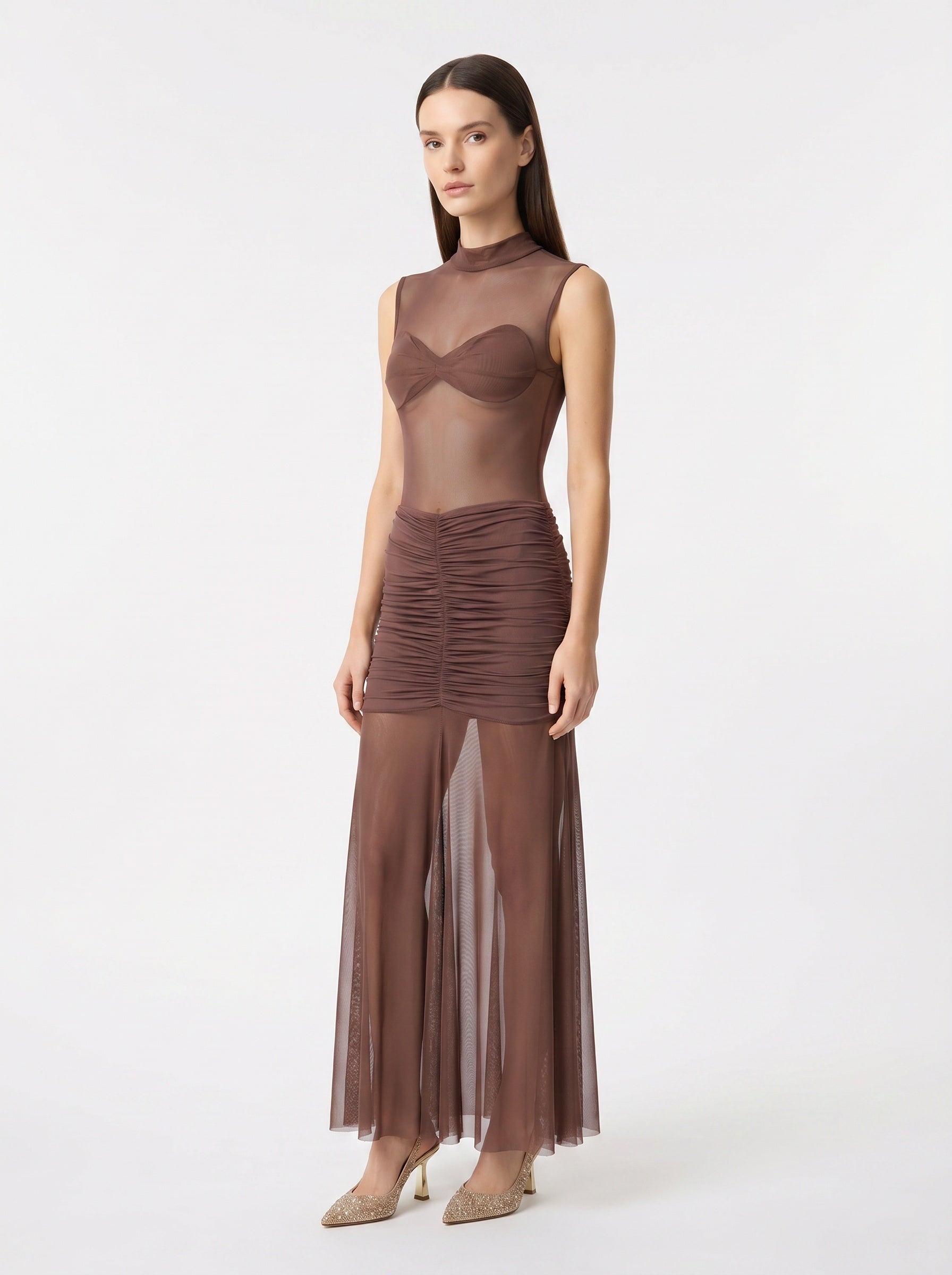 Nevoa Sheer Mesh Maxi Dress