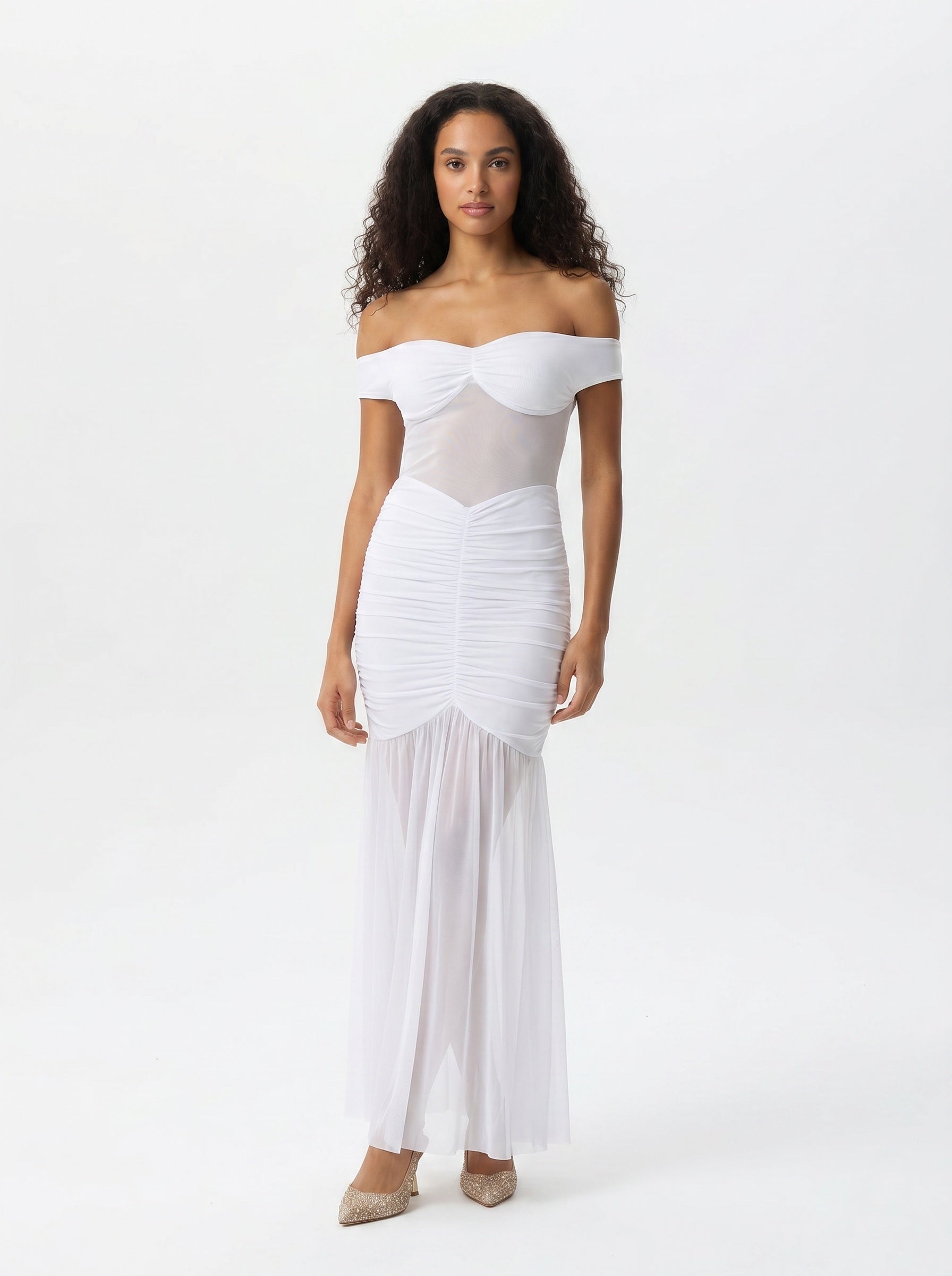 Nevoa Sheer Mesh Maxi Dress