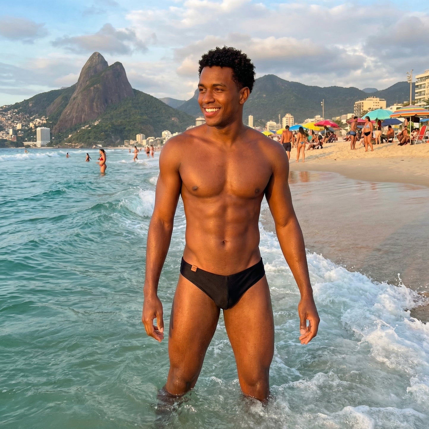 Slim Black Swim Trunks