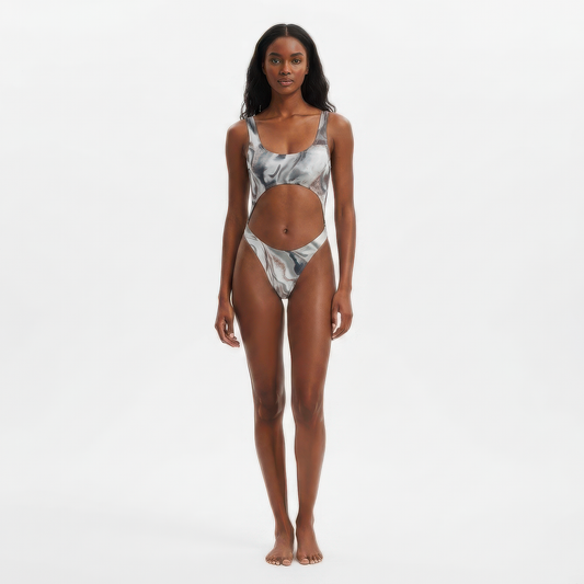 Titanium Water High-Waisted One-Piece Swimsuit