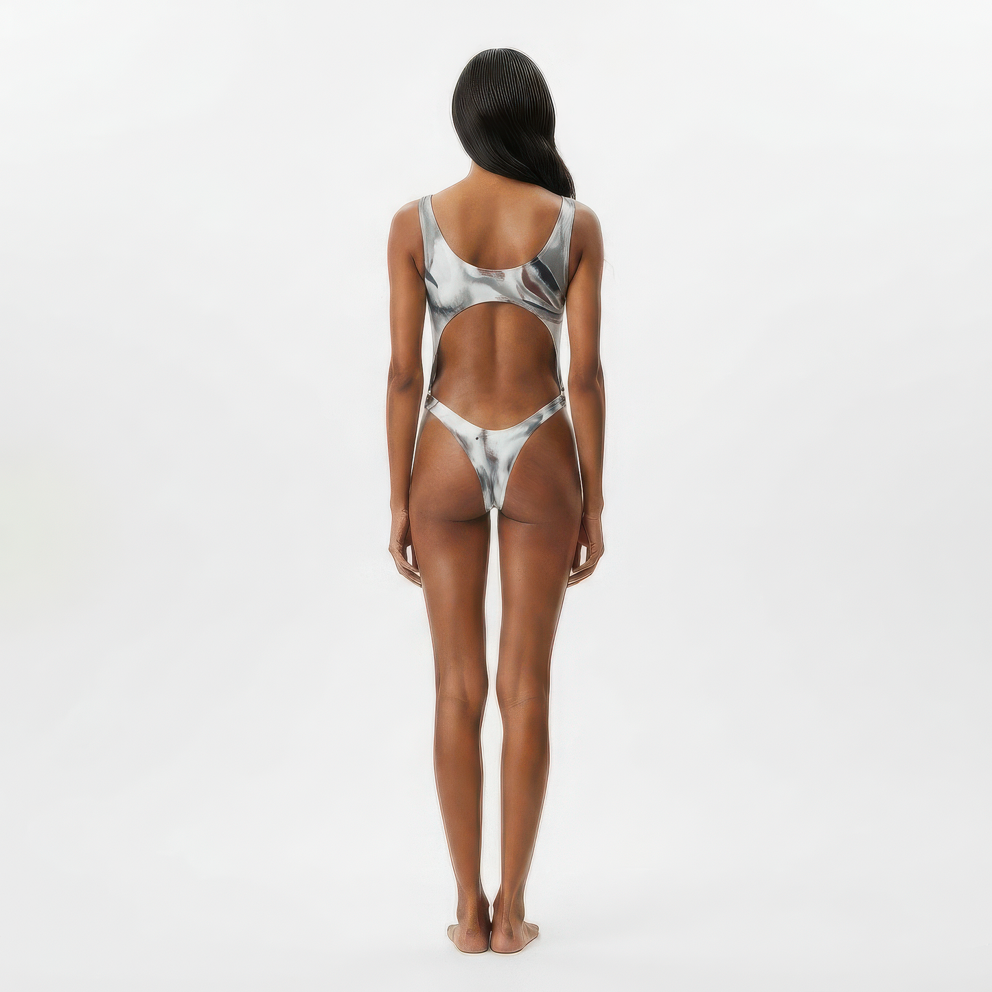 Titanium Water High-Waisted One-Piece Swimsuit