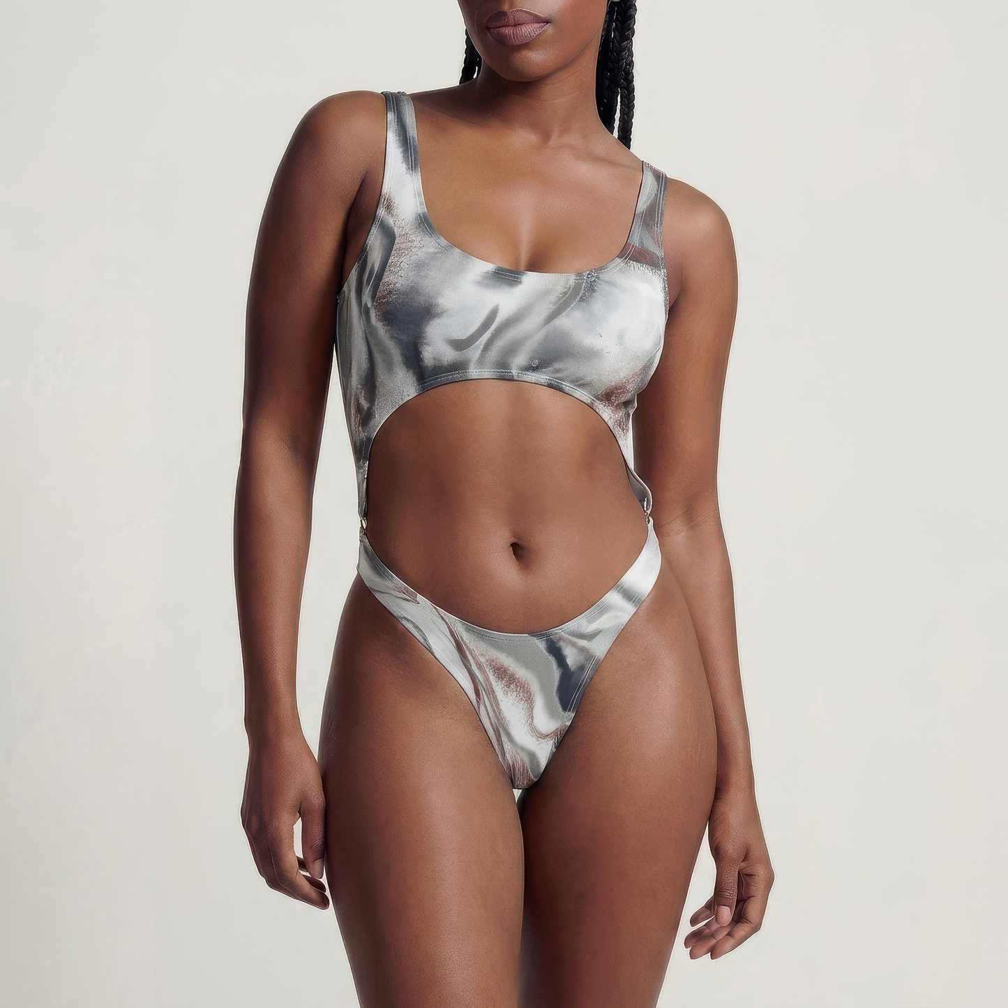 Titanium Water High-Waisted One-Piece Swimsuit