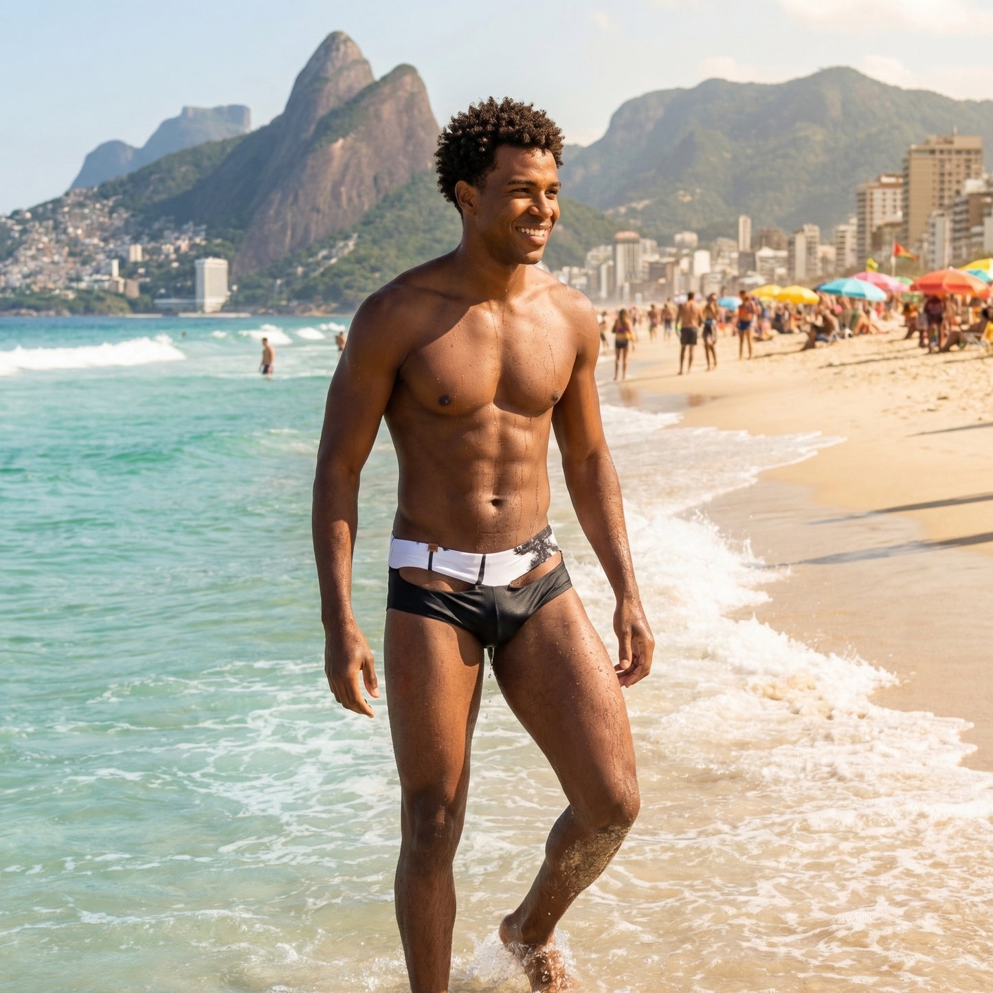 Tropical Black Swim Trunks