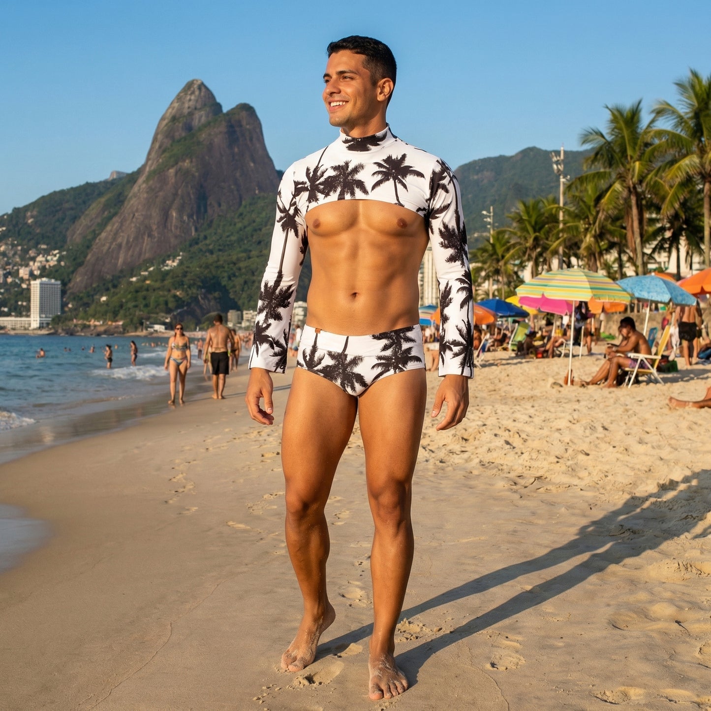Tropical Fill Set Harness Top and Swimtrunks