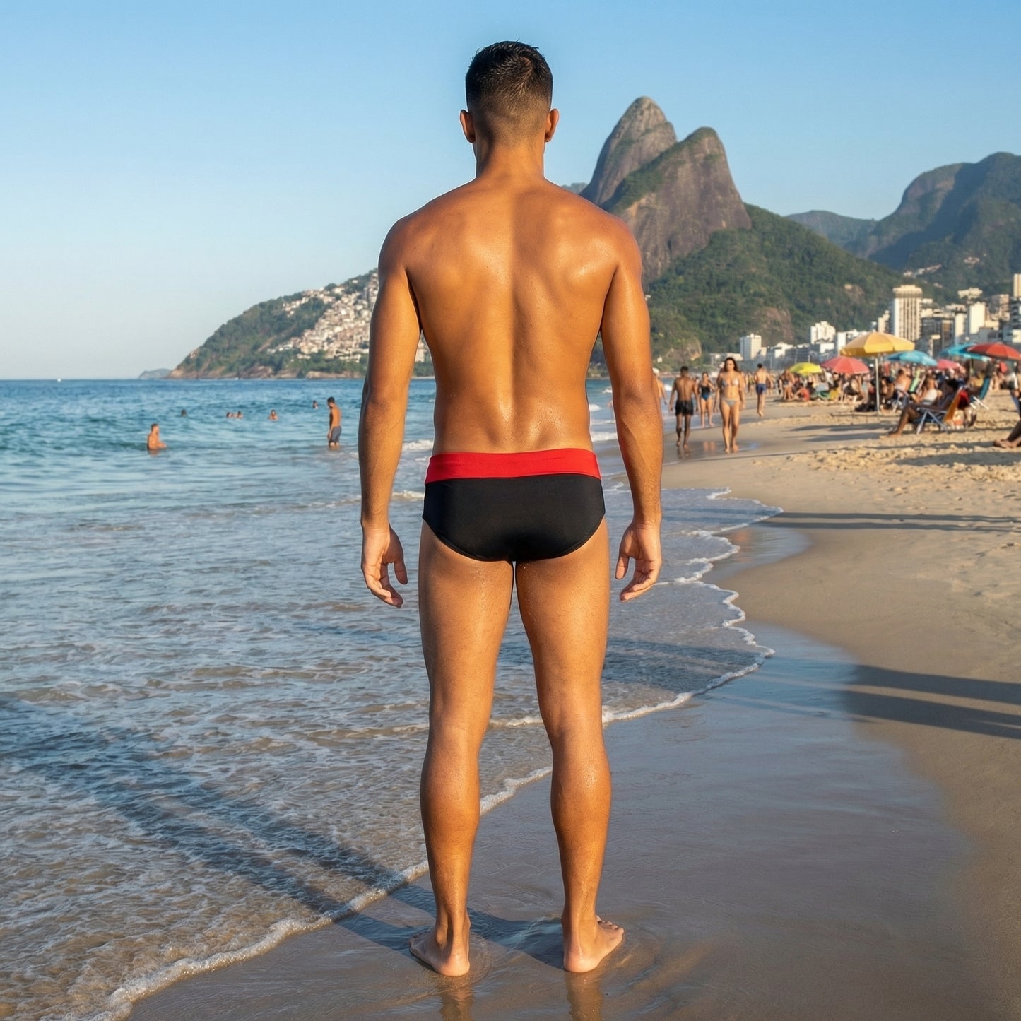 Twin Red Swim Trunks w/Adjustable Waist